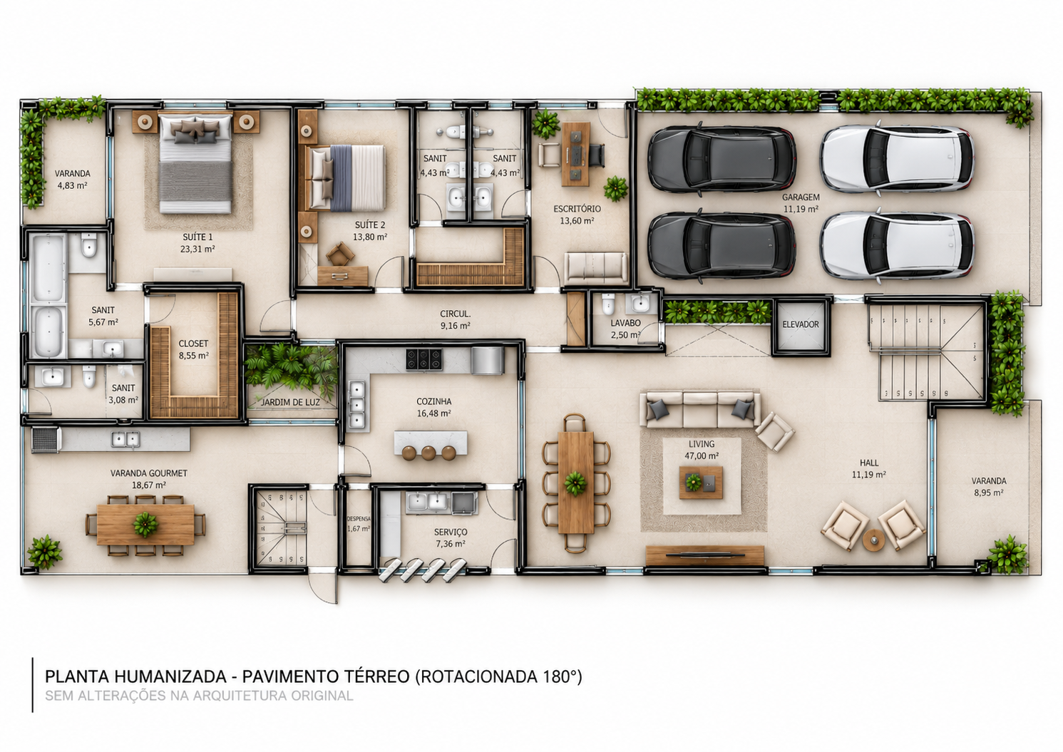 Planta humanizada de referência do pavimento térreo